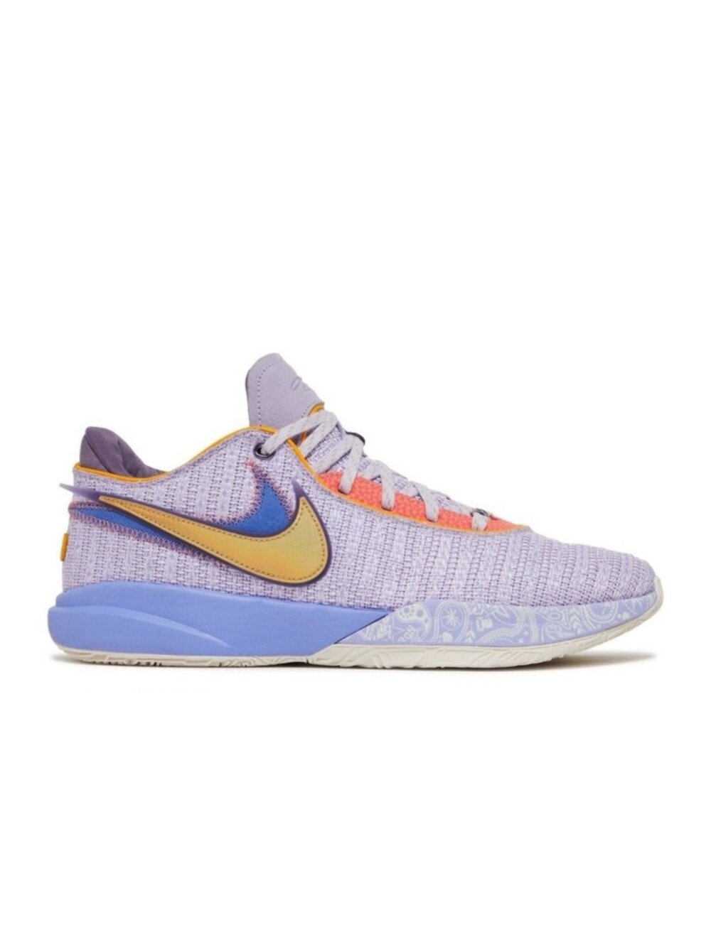 Men’s Size 9 Nike LeBron XX 20 Violet Frost- Purple Gold Blue Peach Sneakers